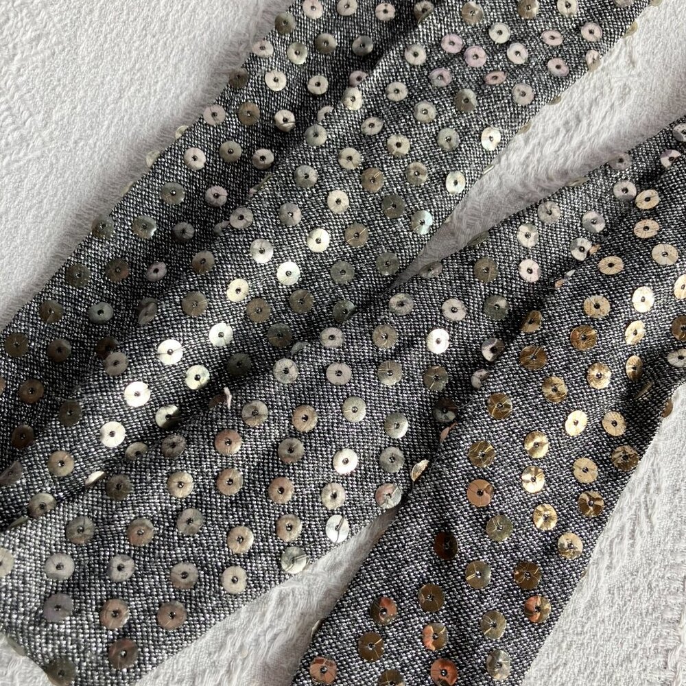 1970s Silver Sequined Modest Long Sleeve Maxi Dress - Picture 15 of 15